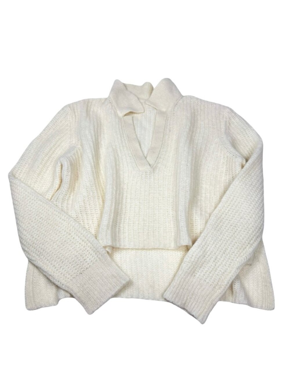 Oversized Alpaca Wool Blend Polo Sweater M Minimalist Boxy - Picture 6 of 11